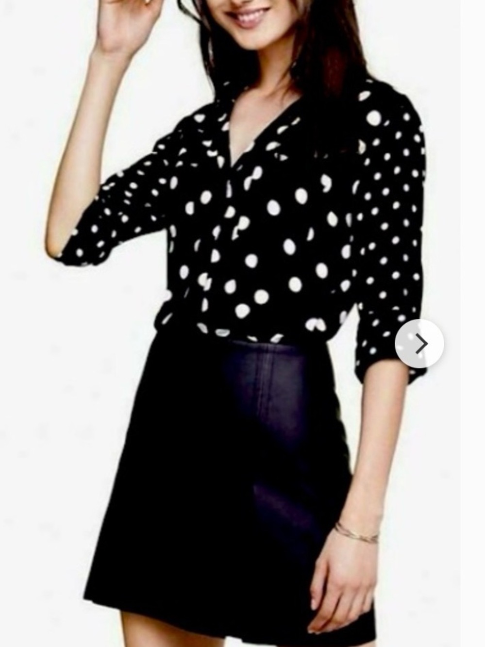 Express Portofino Polka Dot Button-Down Blouse size M